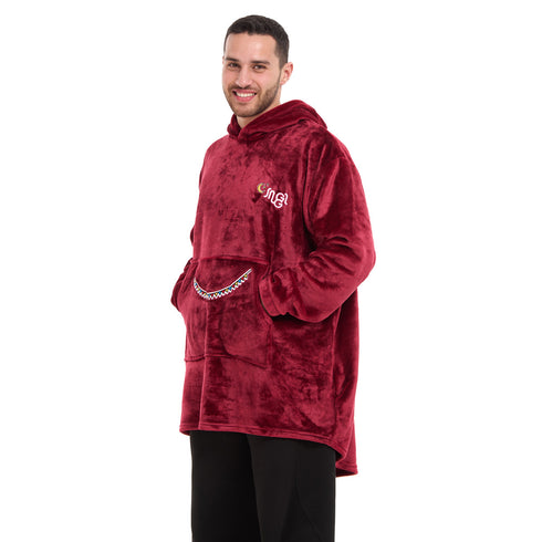 Snuggs Blanket Hoodie Dark Red عربية فول